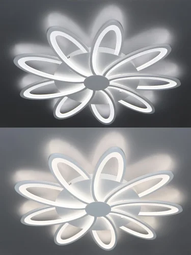 Люстра потолочная с пультом HIGH-TECH LED LAMPS 82009 Natali Kovaltseva белая на 1 лампа, основание белое в стиле хай-тек с пультом фото 7